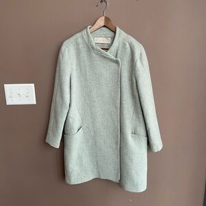 Zara Basic‎ Collarless Wool Peacoat in Mint Size Medium